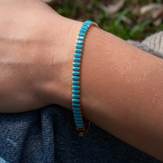 Emily's Baguette Bracelet - Sky Blue