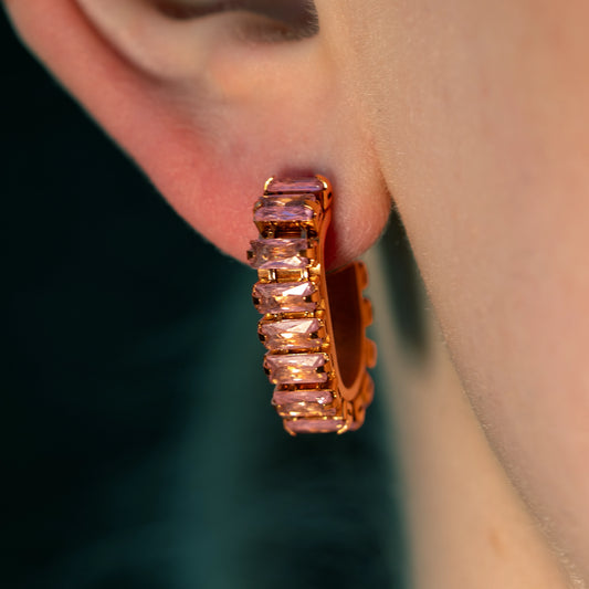 Royale Baguette Earrings - Blush Pink