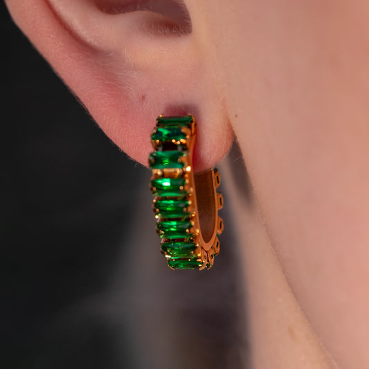 Royale Baguette Earrings - Green
